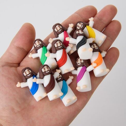 40 Pcs Little Jesus Figures Virgin Mary Figurines Mini Jesus Figurines Miniature Virgin Mary Doll Classic Religious Gifts for Sunday Easter Eggs Stuffers Baptism Gift (40, Red&Blue) in Kuwait