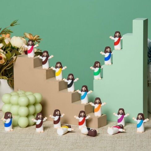 40 Pcs Little Jesus Figures Virgin Mary Figurines Mini Jesus Figurines Miniature Virgin Mary Doll Classic Religious Gifts for Sunday Easter Eggs Stuffers Baptism Gift (40, Red&Blue) in Kuwait