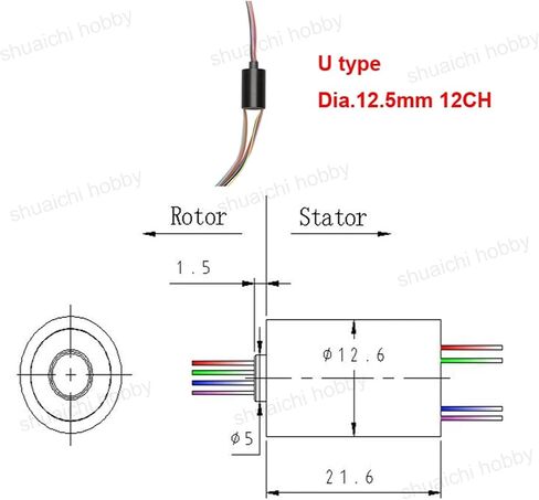 12-Way Wire 1.5A Diameter 12.5mm mini Slip Ring Conductive Collector Slip Ring Rotary Joint Suitable for Remote Control Drone Gimbal Universal Joint in Saudi Arabia