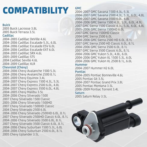 Vapor Canister Purge Valve Solenoid Compatible with 2004-2009 Chevy Chevrolet Silverado 1500 2500 3500 GMC Tahoe Sierra Escalade Yukon Avalanche OE 12581282 in Saudi Arabia