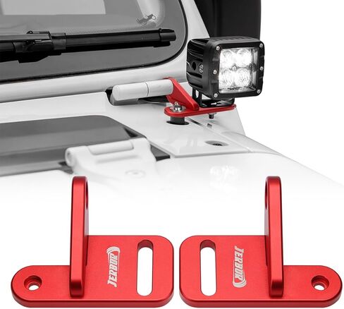 Jerbor Cowl Light Mount LED Bod Light Brackets Kit for Jeep JL JLU Wrangler 2018-2023 (Red) in Kuwait