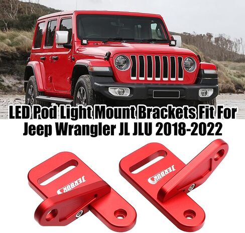 Jerbor Cowl Light Mount LED Bod Light Brackets Kit for Jeep JL JLU Wrangler 2018-2023 (Red) in Kuwait