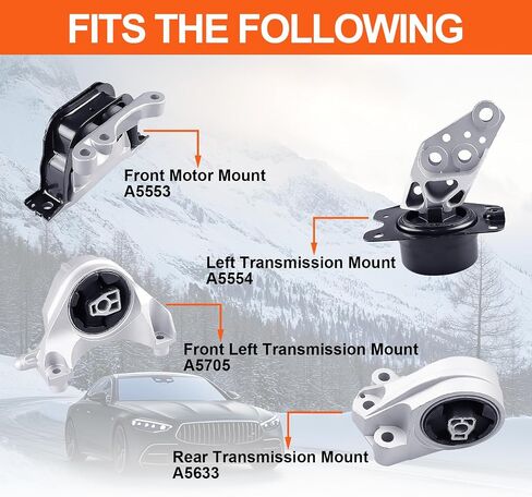 Engine Motor Mount Set & Trans Mount Compatible with 2010-2017 Chevrolet Equinox , GMC Terrain 3.0L 3.6L V6, 4PCS, Replacement for A5553 A5554 A5633 A5705 A5707 in Kuwait