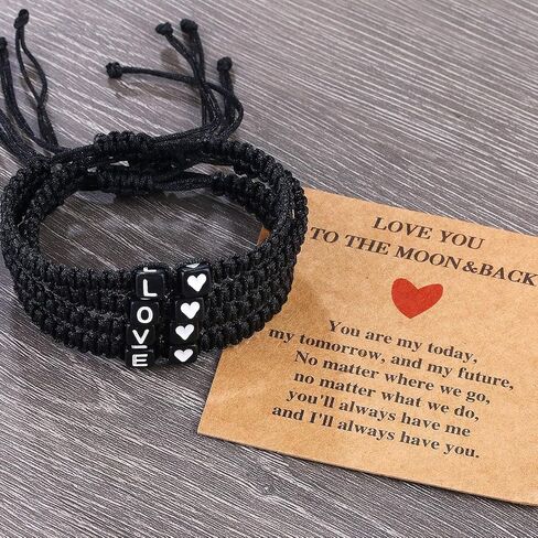 Heart Love Letter Initial Matching Couple Bracelets for Women Teen Gifts Best Friend Graduation Birthday Gifts A-Z Braided Bracelet Son Daughter Father's Day Dad Jewelry in Saudi Arabia