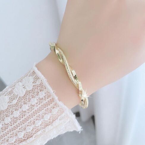 Silver Bangles for Women Frosted Interwoven Adjustable Push Pull Bracelet Mom Wife Valentine Paty Fashionable Jewelry in Kuwait