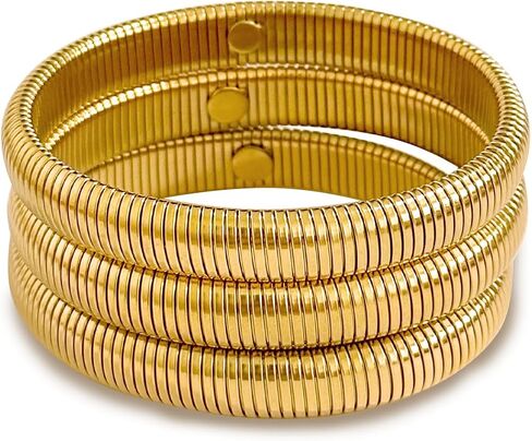 A&H Zier Women's 18K Gold Bangles Set | Hypoallergenic Stainless Steel Bracelets | Gift Box Included in Kuwait