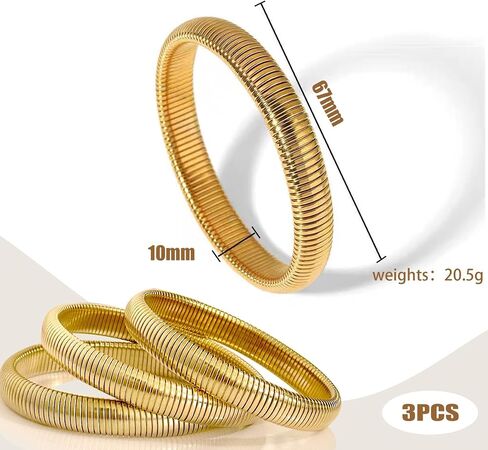 A&H Zier Women's 18K Gold Bangles Set | Hypoallergenic Stainless Steel Bracelets | Gift Box Included in Kuwait