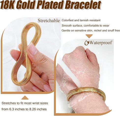 A&H Zier Women's 18K Gold Bangles Set | Hypoallergenic Stainless Steel Bracelets | Gift Box Included in Kuwait