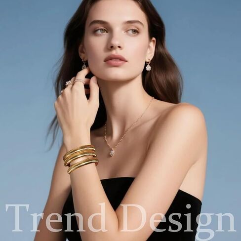 A&H Zier Women's 18K Gold Bangles Set | Hypoallergenic Stainless Steel Bracelets | Gift Box Included in Kuwait