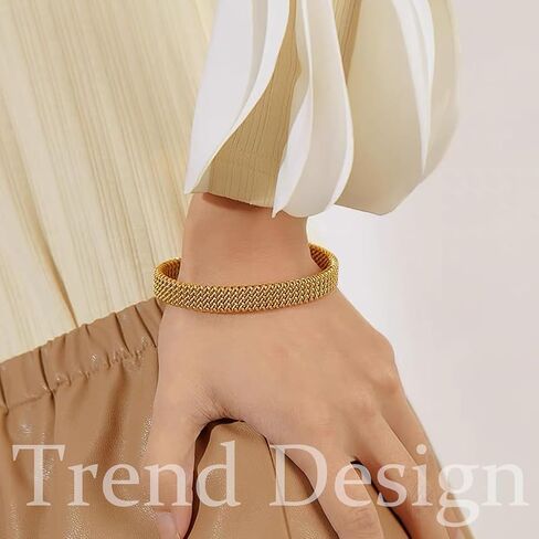 A&H Zier Women's 18K Gold Bangles Set | Hypoallergenic Stainless Steel Bracelets | Gift Box Included in Kuwait
