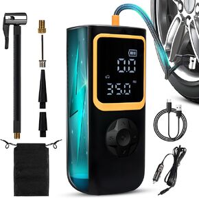 Portable Air Compressor Tire Inflator, Pressure Guage, Portable Charger, Ball/Tires/Motorcycle/Bikes/Cars, Built-in Flashlight, Dual LCD Screen 150PSI in Saudi Arabia