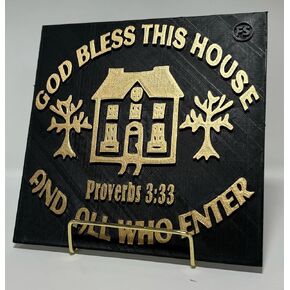 Plaque: GOD BLESS THIS HOUSE AND ALL WHO ENTER. - MADE IN USA in Saudi Arabia
