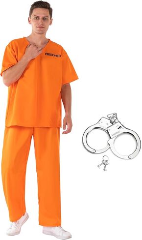 Prisoner Costume Orange Prison Inmate Costume Criminal Jail Outfit Halloween Cosplay Prison Suit for Men in Saudi Arabia