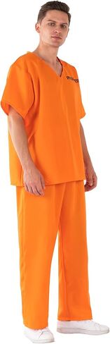 Prisoner Costume Orange Prison Inmate Costume Criminal Jail Outfit Halloween Cosplay Prison Suit for Men in Saudi Arabia