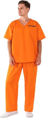 Prisoner Costume Orange Prison Inmate Costume Criminal Jail Outfit Halloween Cosplay Prison Suit for Men in Saudi Arabia