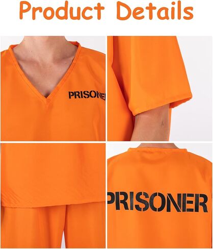 Prisoner Costume Orange Prison Inmate Costume Criminal Jail Outfit Halloween Cosplay Prison Suit for Men in Saudi Arabia