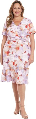 لندن تايمز النسائية الأنيقة midi v-neck قصيرة الأكمام تويست تويست الخصر انقلبت مناسبة مناسبة مناسبة مناسبة خاصة in Kuwait