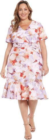 لندن تايمز النسائية الأنيقة midi v-neck قصيرة الأكمام تويست تويست الخصر انقلبت مناسبة مناسبة مناسبة مناسبة خاصة in Kuwait