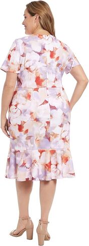 لندن تايمز النسائية الأنيقة midi v-neck قصيرة الأكمام تويست تويست الخصر انقلبت مناسبة مناسبة مناسبة مناسبة خاصة in Kuwait