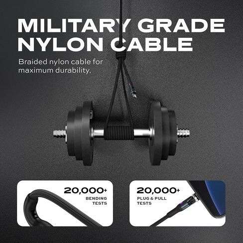 Statik GloBright 360 Pro Magnetic Charging Cable 3 Pack, Light Up Charging Cable, Magnetic USB C Charging Cable, LED Charging Cable, Magnetic Charger Cable, Glowing Light Up Phone Charger Cord 6FT/2M in Kuwait