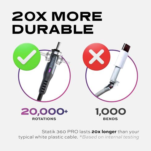 Statik GloBright 360 Pro Magnetic Charging Cable 3 Pack, Light Up Charging Cable, Magnetic USB C Charging Cable, LED Charging Cable, Magnetic Charger Cable, Glowing Light Up Phone Charger Cord 6FT/2M in Kuwait