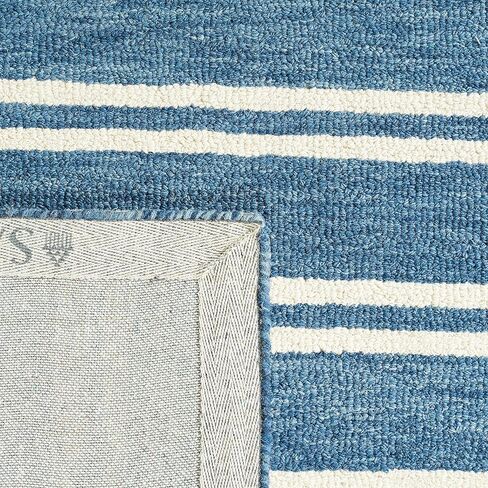 SAFAVIEH Metro Collection Runner Rug - 2'3" x 8', Blue & Ivory, Handmade Stripe Wool, Ideal for High Traffic Areas in Living Room, Bedroom (MET604M) in Saudi Arabia