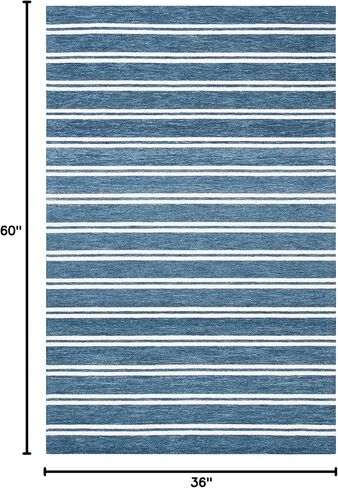 SAFAVIEH Metro Collection Runner Rug - 2'3" x 8', Blue & Ivory, Handmade Stripe Wool, Ideal for High Traffic Areas in Living Room, Bedroom (MET604M) in Saudi Arabia
