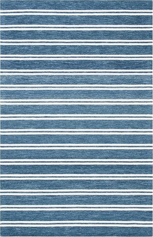 SAFAVIEH Metro Collection Runner Rug - 2'3" x 8', Blue & Ivory, Handmade Stripe Wool, Ideal for High Traffic Areas in Living Room, Bedroom (MET604M) in Saudi Arabia