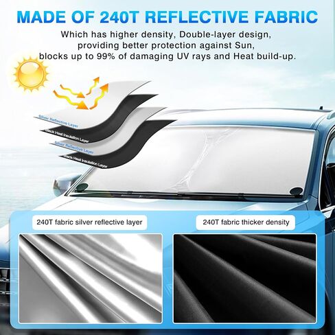 KUST مخصص FIT Windshield Sun Sun Shade for Buick Envista 2024-2025 2026 Sunshade قابلة للطي شمس الحامي كتل الأشعة فوق البنفسجية احتفظ ببرودة السيارة in Kuwait