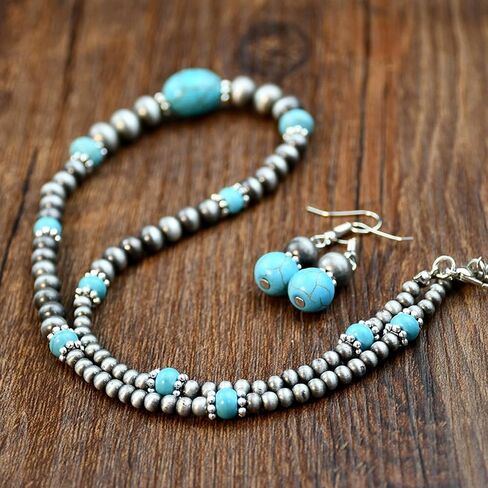 Roe Dolph Turquoise Netclace Netclace Fricquoise المجوهرات للنساء ملابس رعاة البقر الغربية in Kuwait