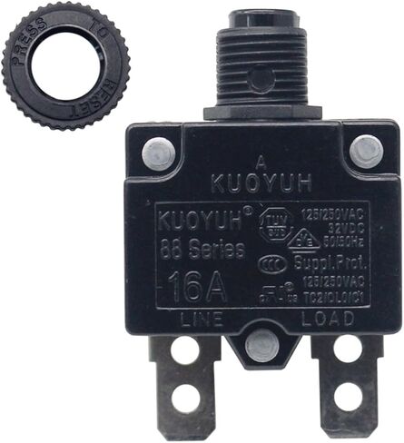 KUOYUH 88 Series 3, 5, 7, 8, 10, 12, 13, 15, 16, 20, 25, 30 Amp DC Circuit Breaker Push-Button Reset with Quick Connect Terminals and Transparent Waterproof Button Cover (25A) in Saudi Arabia