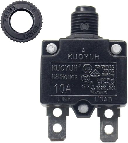 KUOYUH 88 Series 3, 5, 7, 8, 10, 12, 13, 15, 16, 20, 25, 30 Amp DC Circuit Breaker Push-Button Reset with Quick Connect Terminals and Transparent Waterproof Button Cover (25A) in Saudi Arabia