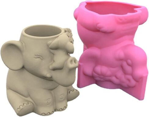 3D Fox Vase Silicone Concrete Planter Moulds,Silicone Flower Pot Molds,Handmade Resin Craft Clay Cement Pot Molds in Kuwait