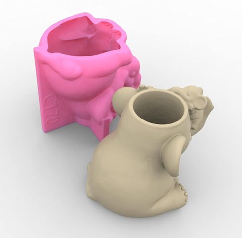 3D Fox Vase Silicone Concrete Planter Moulds,Silicone Flower Pot Molds,Handmade Resin Craft Clay Cement Pot Molds in Kuwait