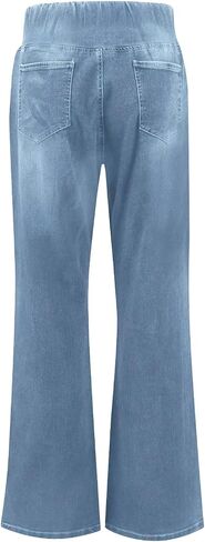 Bell Bottom Jeggings for Women Crossover High Waisted Stretch Denim Pants Fake Jeans Flare Yoga Leggings with Pocket in Saudi Arabia