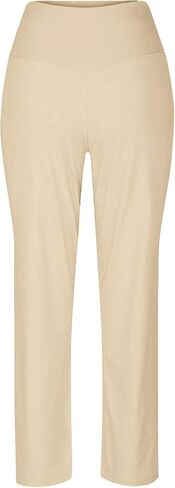 Womens Pull on Capris with Pocket Yoga Capri Pants High Waist Leggings Crop Straight Leg Athletic Workout Pant in Saudi Arabia