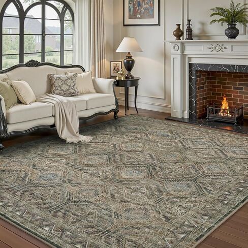 RESARE-2X6 Runner Rug-Washable Runners for Hallways-Soft Vintage Long Rug for Bathroom-Non Slip Bedside Rugs for Bedroom-Rugs for Kitchen in Front of Sink Laundry Room Brown in Kuwait
