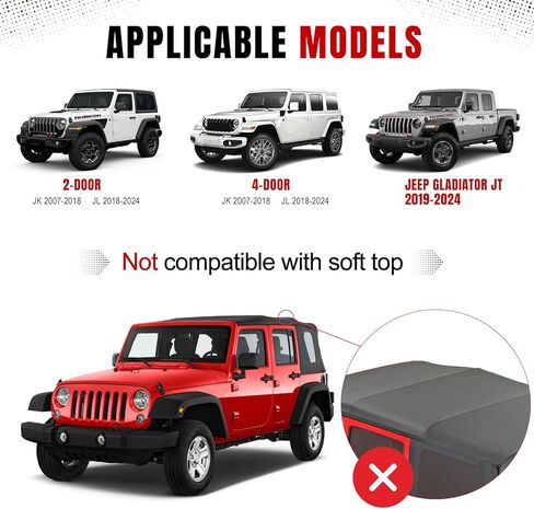 قضبان رف سقف القفل متوافق مع Jeep Wrangler JK JL Gladiator JT 2007-2025 2 و 4 Door ، 220 رطل الأشرطة القابلة للتعديل من الألومنيوم لأمتعة شحن على السطح in Kuwait