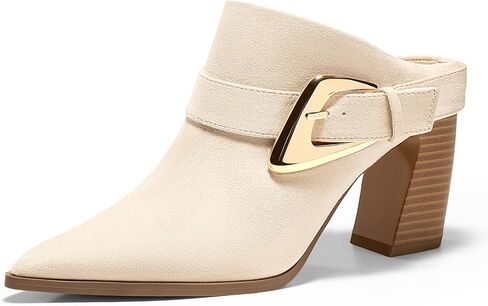 Coutgo Womens Munges Boots chunky adged yeel مدبب إصبع القدمين على حذاء حذاء اللباس مع تزيين الإبزيم in Saudi Arabia