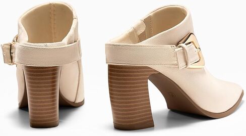 Coutgo Womens Munges Boots chunky adged yeel مدبب إصبع القدمين على حذاء حذاء اللباس مع تزيين الإبزيم in Saudi Arabia