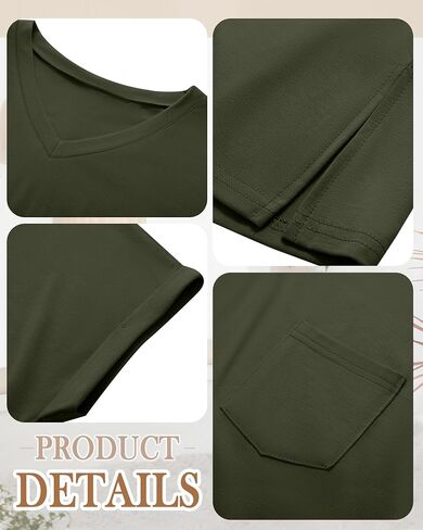 Ficerd 3 Pack Women's Plus Size Thirts ، V الرقبة القصيرة الأكمام الضخمة ذات الحجم الكبير من الجانبين تقسيم المحملات الصيفية السائبة مع جيوب in Kuwait
