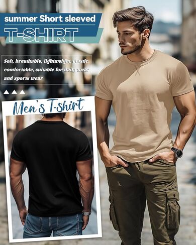 5 حزمة من الرجال القميص القصيرة والطويلة ، وقمصان القطن الصيفية Tees Tees Slim Fit Tops Athletic Pullover in Saudi Arabia