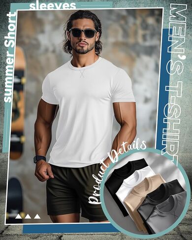 5 حزمة من الرجال القميص القصيرة والطويلة ، وقمصان القطن الصيفية Tees Tees Slim Fit Tops Athletic Pullover in Saudi Arabia