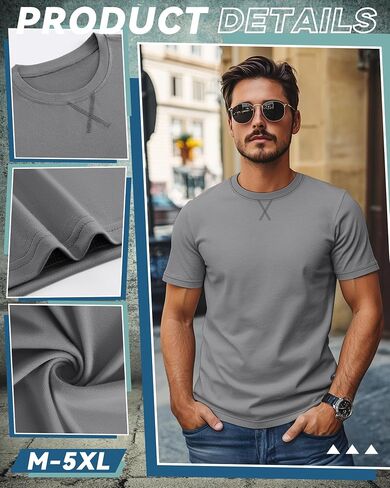5 حزمة من الرجال القميص القصيرة والطويلة ، وقمصان القطن الصيفية Tees Tees Slim Fit Tops Athletic Pullover in Saudi Arabia