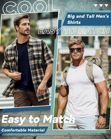 5 Pack Men's Big and Tall Short Sleeve T-Shirt, Summer Cotton Crew Neck Tees Slim Fit Shirts Athletic Pullover Tops in Saudi Arabia