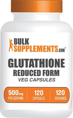 BulkSupplements.com Glutathione Reduced Capsules - or Reduced Glutathione, Glutathione Supplement, Glutathione 500mg - Gluten Free, 1 Capsule Per Serving, 120 Capsules (Pack of 1) in Saudi Arabia