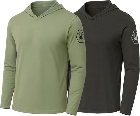 Spyder Mens Crew Neck Long Sleeve Hooded Undershirts/Ultra Soft Stretch Sports T-Shirt Dryfit Athletic Running Workout Shirt in Saudi Arabia
