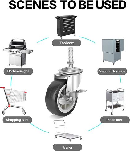 3 Inch Heavy Duty Stem Casters Swivel Wheels with Brake - 3/8" -16 x 1-1/2" (Stem Diameter 3/8", Stem Length 1-1/2"),Set of 4 with Locking Threaded Stem Caster Wheels - Load 600lbs in Saudi Arabia