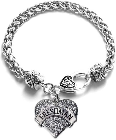 Inspired Silver - Silver Pave Heart Charm Bracelet with Cubic Zirconia Jewelry in Saudi Arabia