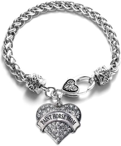 Inspired Silver - Silver Pave Heart Charm Bracelet with Cubic Zirconia Jewelry in Saudi Arabia